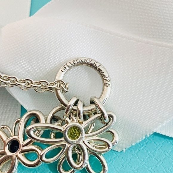 Tiffany & Co.Silver Butterfly dragonfly Flower Gemstone 16" Necklace W/box 925 - Picture 10 of 10